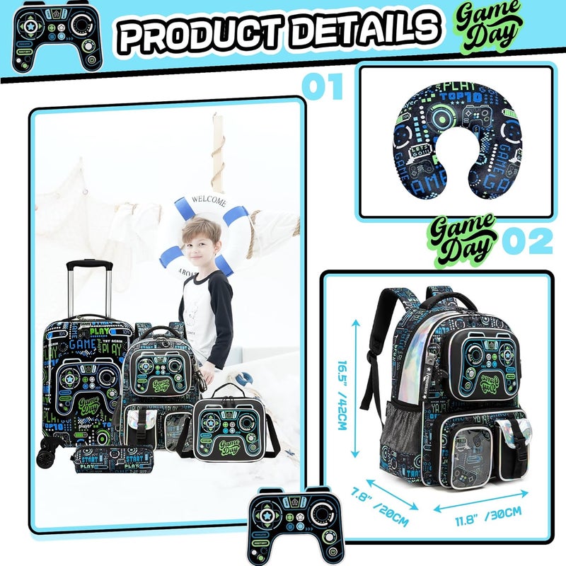 Inprof Kid’s Luggage Set 5 Piece Suitcase Set 16’’ Hardside Luggage with Spinner Wheels Girls Boys Carry on Luggage Travel Rolling Luggage Airline Approved - Image 3
